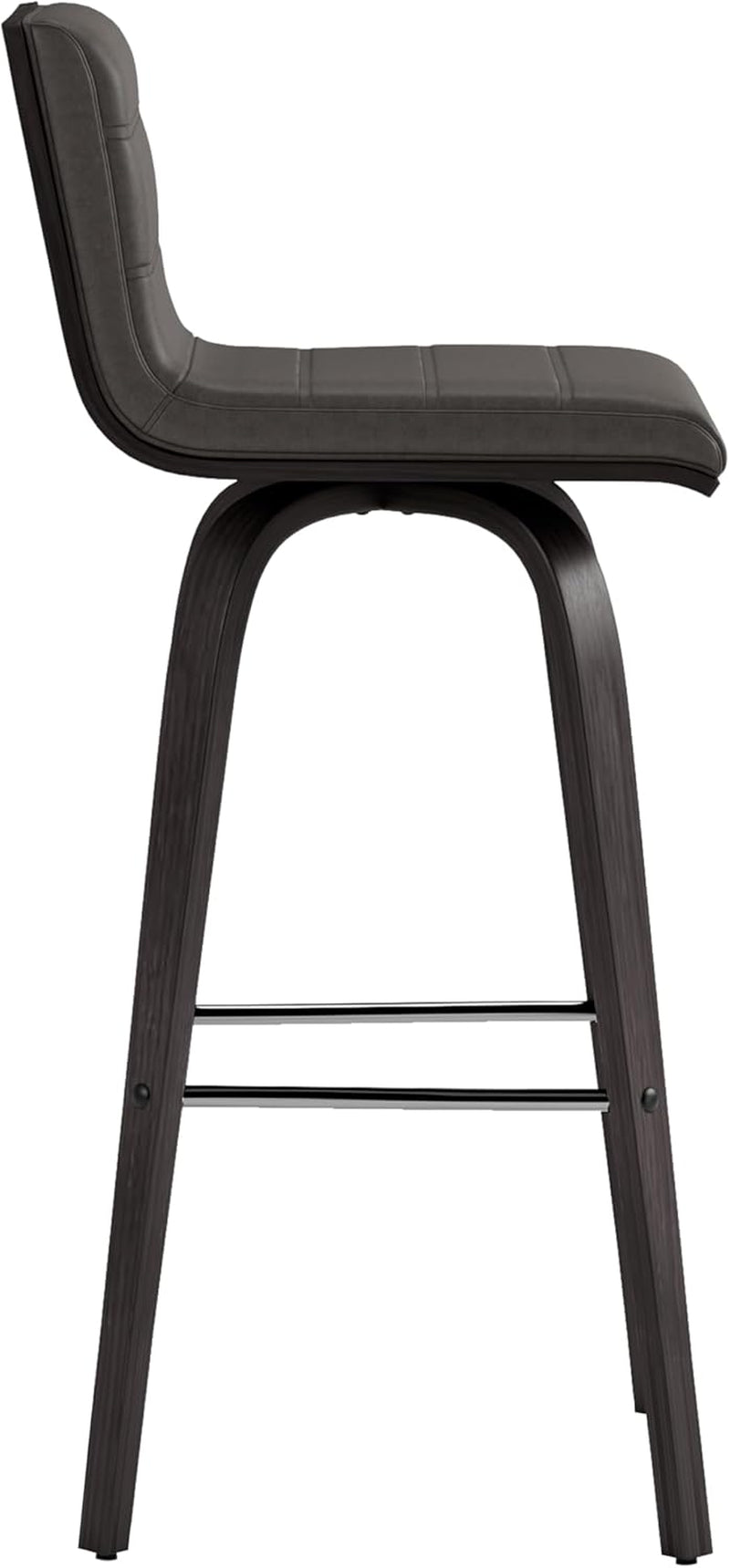 Size Color Options Vienna 30" Bar Height Barstool Brushed Wood Finish Faux Leather, Grey/Black