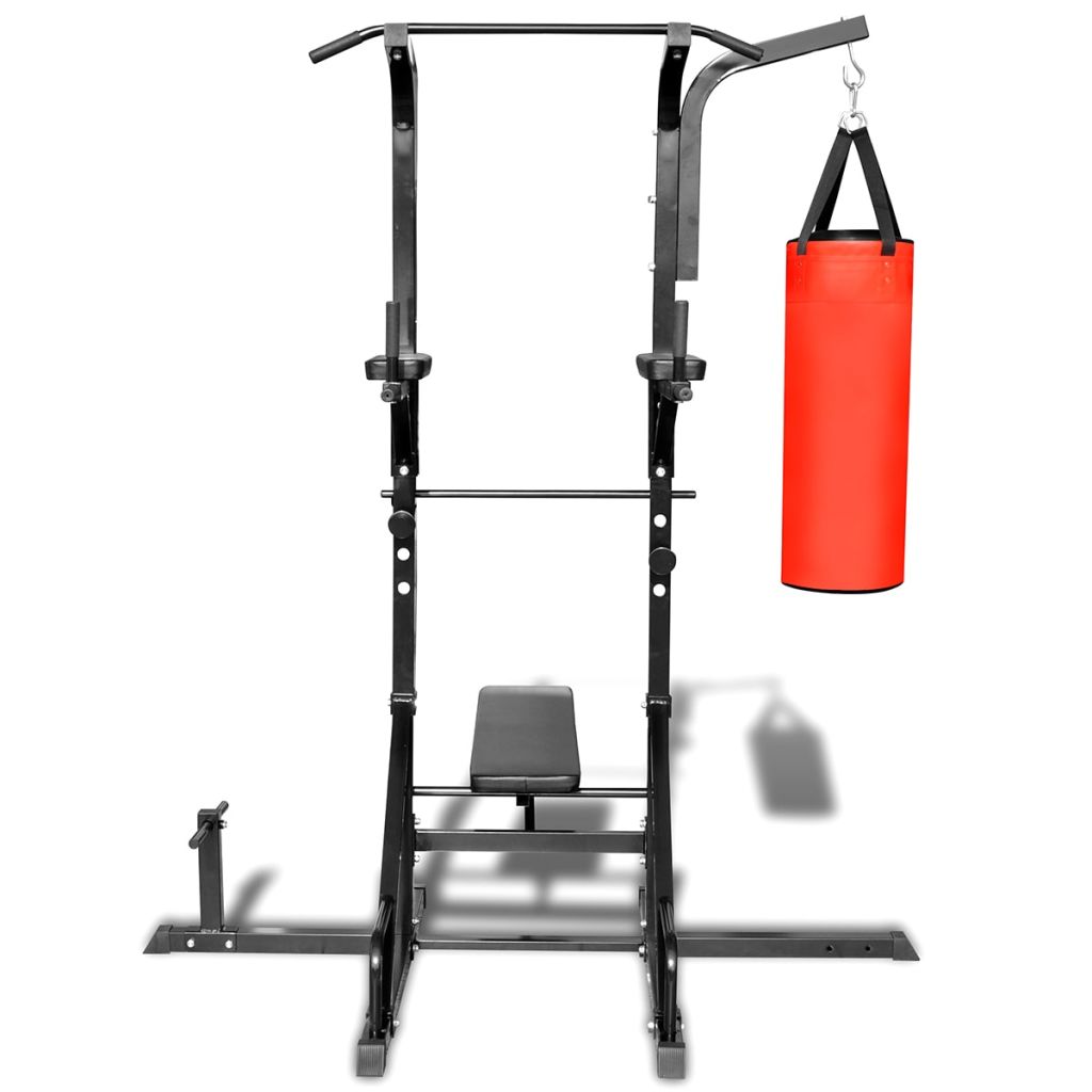 vidaXL Power Tower with Sit-up Bench and Boxing Bag