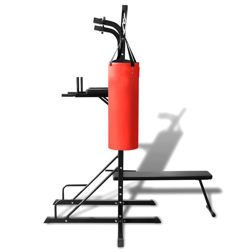vidaXL Power Tower with Sit-up Bench and Boxing Bag