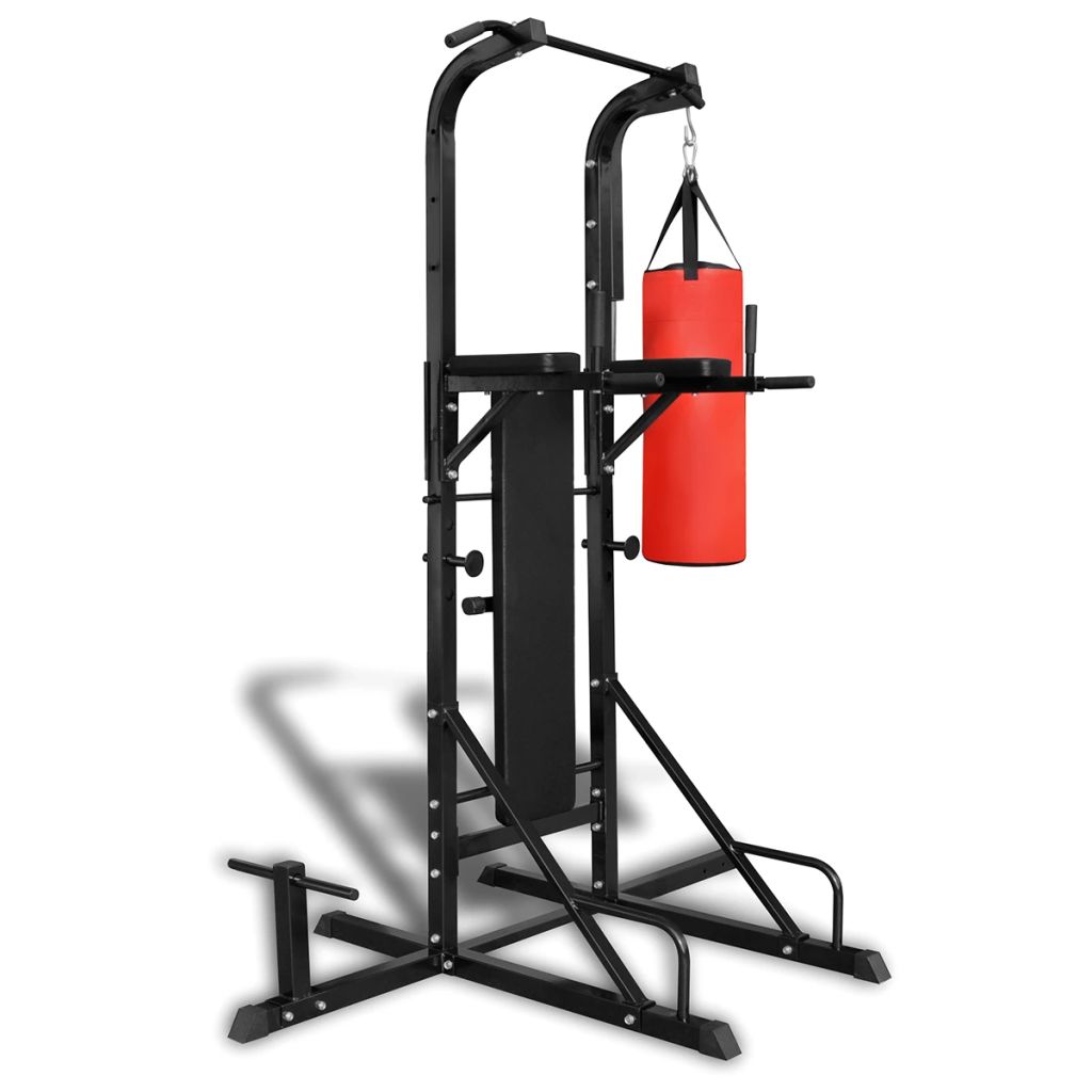 vidaXL Power Tower with Sit-up Bench and Boxing Bag