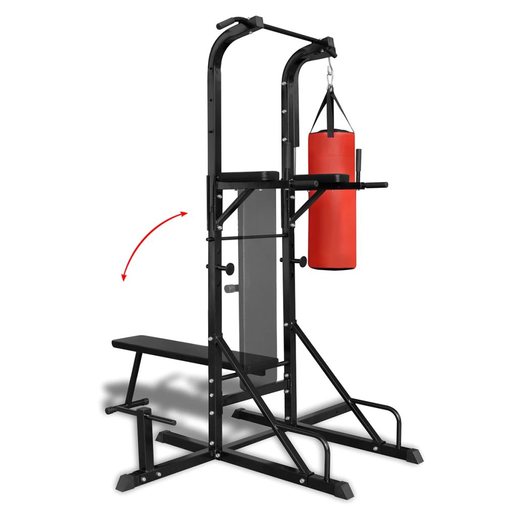 vidaXL Power Tower with Sit-up Bench and Boxing Bag