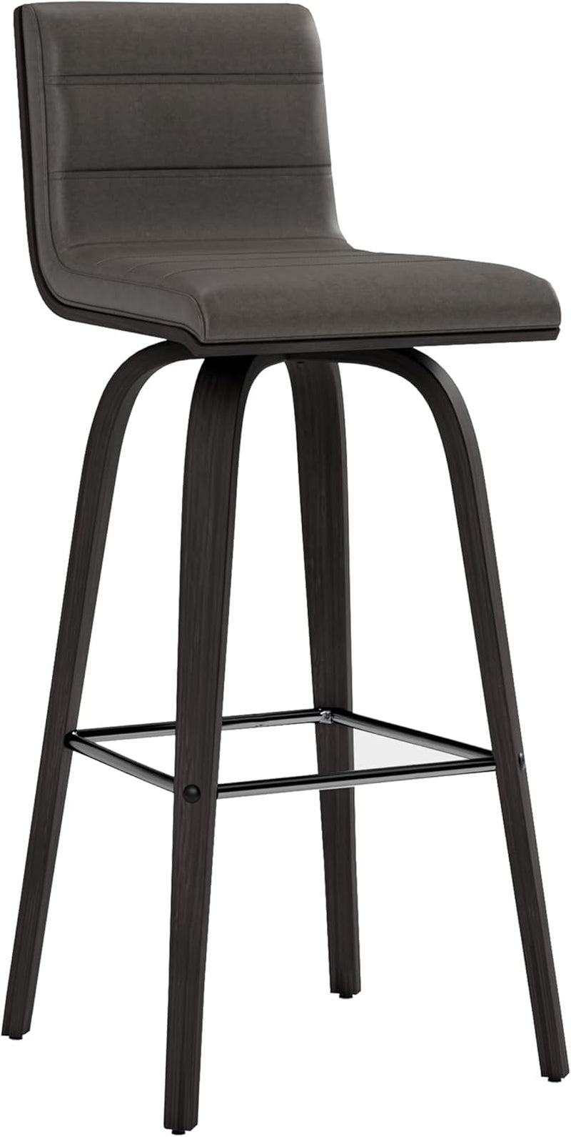Size Color Options Vienna 30" Bar Height Barstool Brushed Wood Finish Faux Leather, Grey/Black