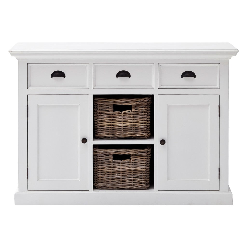 49" White Wood Three Drawer Sideboard with Two Doors