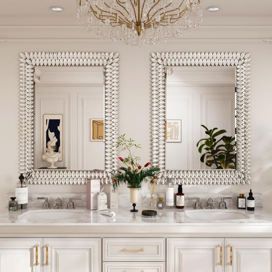 30"X40" Jeweled Bathroom Wall Mirror, Large Rectangle Mirror Decorative Mirror Luxury Vanity Mirror with Diamonds for Master Bath Half Bath Living Room Bedroom Fireplace Mantle Entryway