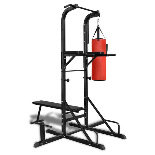 vidaXL Power Tower with Sit-up Bench and Boxing Bag